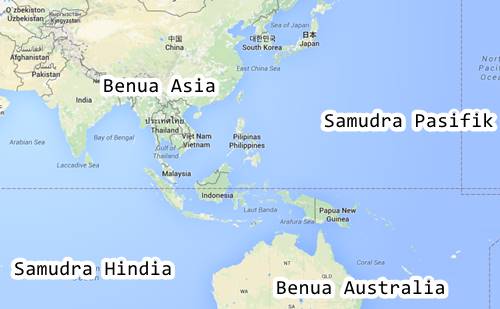 Sebutkan benua yang mengapit wilayah indonesia