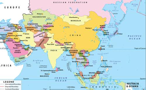 Asia benua adalah antara batas benua eropa dan Laut Yang